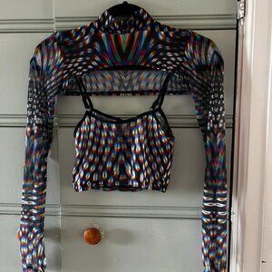 Badinka Rave Mesh Top & Sleeve Set, Size Sm